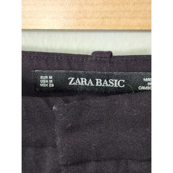 Zara Basic black leopard print ankle‎ pants women M tuxedo style tapered - Picture 5 of 6